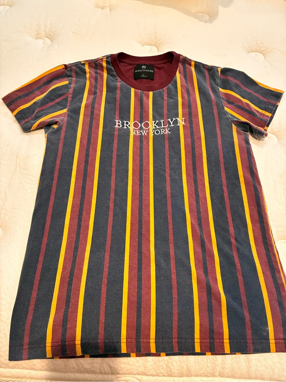 Brooklyn Cloth Striped Tee — Burgundy, Navy & Mustard